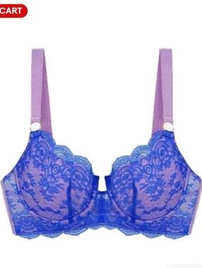 Dora Larsen Cameron Lace Balconette 32D Pink Purple Net A Porter Colorblock